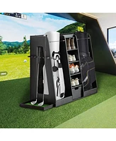 55" Wooden Golf Bag Organizer with Storage Drawers and Club Holders
