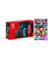 Nintendo Switch 32GB Console - Neon Joy-Con - New Version with Mario Kart 8 Deluxe Bundle