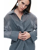 Nocturne Women's Striped Sheer Shirt Dress