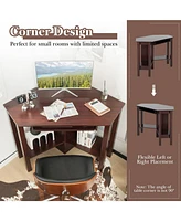 Wooden Study Computer Corner Desk with Drawer