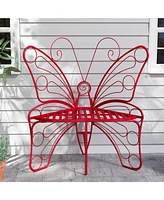 Modern Cast Metal Butterfly Bench: Outdoor Seating for Gardens, Yards, and Patios