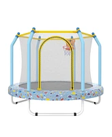 55-inch Trampoline for Kids Indoor & Outdoor Small Toddler Trampoline with Basketball Hoop