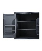 Gray Kitchen Pantry with Drawer, Adjustable Shelves and Door Shelves