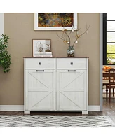 Farmhouse Double Tilt-Out Trash Cabinet with Hideaway Drawer