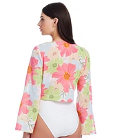 Sanctuary Women's Charming Cotton Crinkle Tie-Front Cover-Up Top