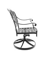 Cast Aluminum Patio Swivel Chair 2PCS With Black Frame and Cushions In Random Colors