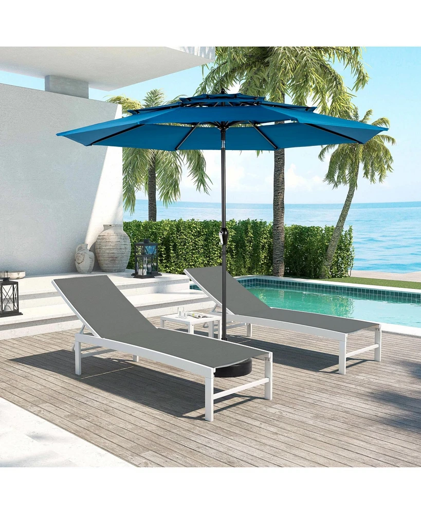 10ft 3-Tier Auto-Tilt Patio Umbrella (Dark Blue)