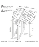 Acacia Wood Raised Garden Bed with Shelf - Space-Saving Folding Tabletop 40 lb Capacity Gray