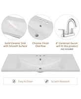 36" Bathroom Vanity with Sink Combo, White Bathroom Cabinet with Drawers, Solid Frame and Mdf Board