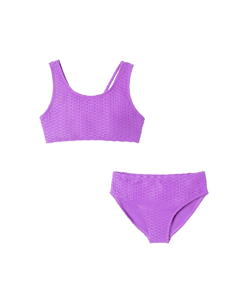 Toddler/Child Girls Purple Strappy Back Swimsuit