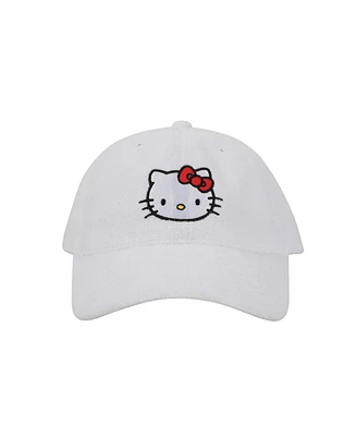 Hello Kitty Embroidered Character Head Art Adult White Baseball Cap