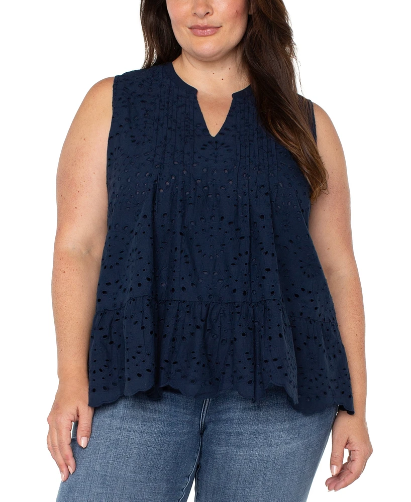 Liverpool Plus Cotton Eyelet Sleeveless Blouse