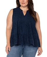 Liverpool Plus Cotton Eyelet Sleeveless Blouse