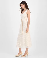 Anne Klein Women's Lace Belted Midi Dress