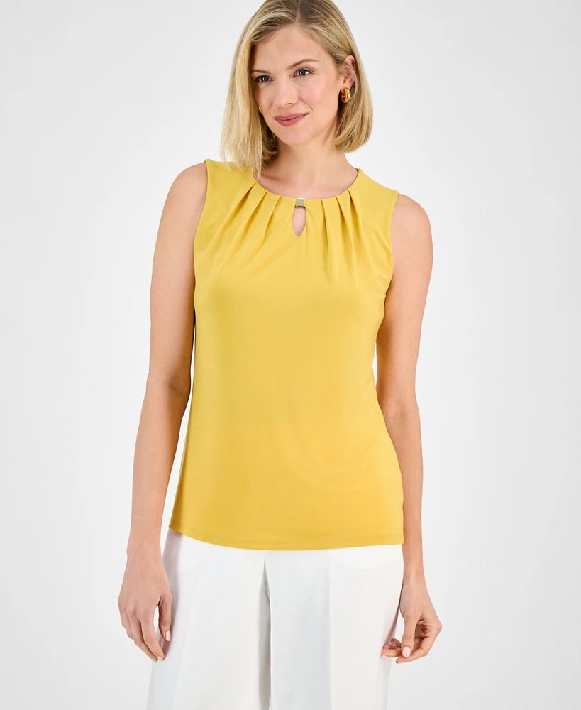 Kasper Women's Hardware-Embellished Keyhole Top, Regular & Petite