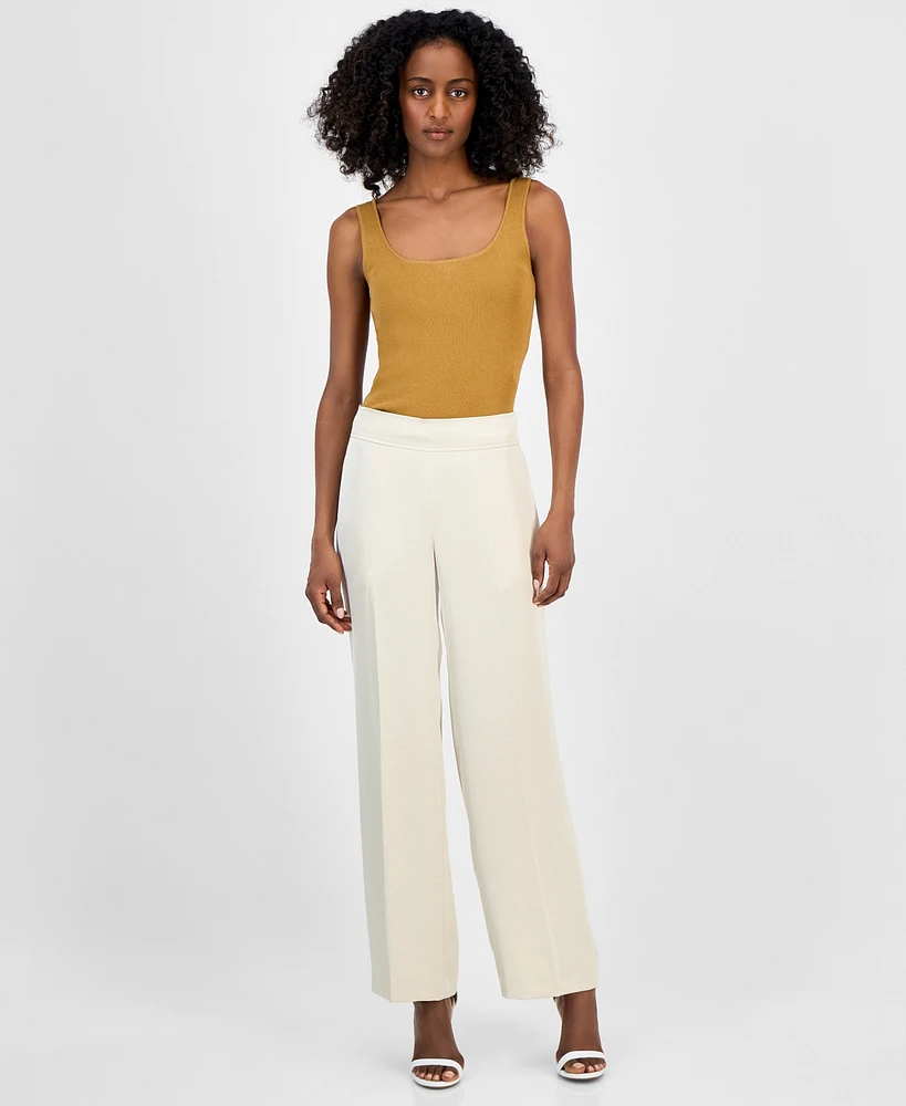 Anne Klein Women's Pull-On High-Rise Wide-Leg Pants