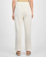 Anne Klein Women's Pull-On Embroidered Eyelet Pants