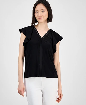 Anne Klein Women's Flutter-Sleeve Top