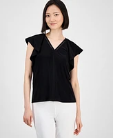 Anne Klein Women's Flutter-Sleeve Top