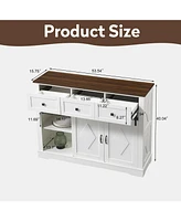 Farmhouse Buffet Cabinet with 2 Doors, 3 Drawers, and Sliding Barn Door