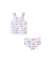 Toddler/Child Girls Foil Sunglasses Print Tankini w/Ruffle Details