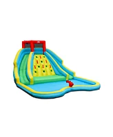 Double-Sided Inflatable Water Slide Park with Climbing Wall Outdoor Playset