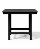 Outdoor Hdpe 36" Square Patio Dining Table with Umbrella Hole