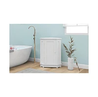 White Bathroom Cabinet Triangle Corner Storage Cabinet with Adjustable Shelf Modern Style Mdf Board