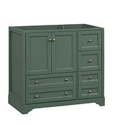 36" Solid Wood Freestanding Bathroom Vanity with 4 Drawers and Shelf