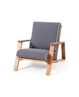 Contemporary Acacia Wood Adirondack Club Chairs with Water-Resistant Cushions