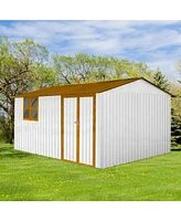 Metal garden sheds 10ftx12ft outdoor storage sheds white+yellow with window