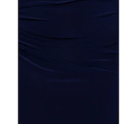 Betsy & Adam Plus Embellished Asymmetric Gown