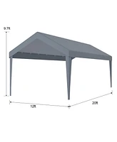 Waterproof Carport Canopy Cover (12x20ft) with 76 Elastic Buckles, Grey