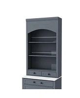 83" Tall Kitchen Pantry Cabinet with Faux Marble Top (Set of 2), Gray