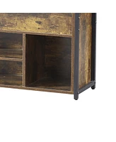 39" Storage Bench with Cushion and Lift-Top for Shoes, Entryway