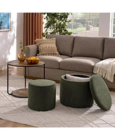 Multifunctional Ottoman Table with Drum Stool and Storage - Dark Green