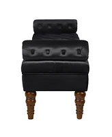 Velvet Bed Bench with Tufted Button, Multipurpose Bolster Bench
