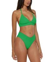 Becca Womens Modern Edge Halter Bikini Top High Waist Bottoms
