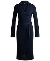 Boss by Hugo Women's Lustrous Ribbed Wrap Dress