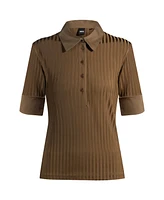 Boss by Hugo Women's Ribbed Polo-Collar T-Shirt