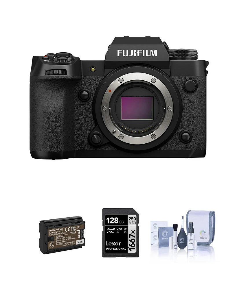 Fujifilm X-H2 Mirrorless Camera, Black Bundle with 128GB Sd Card, Extra Battery, Cleaning Kit