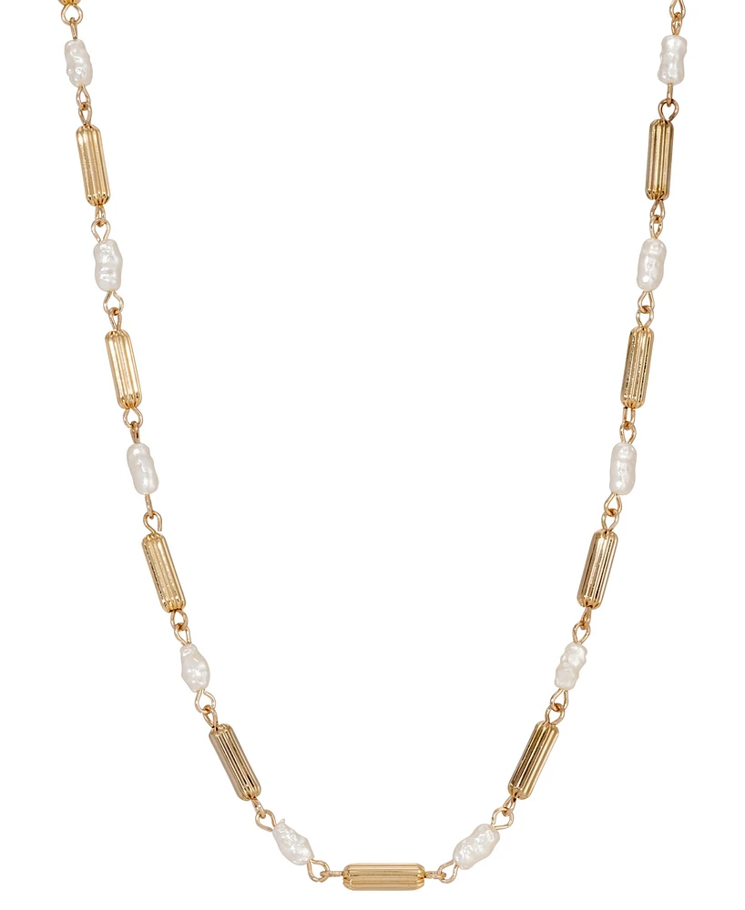 2028 14K Gold Dipped Tube Faux Cultivated Pearl Necklace