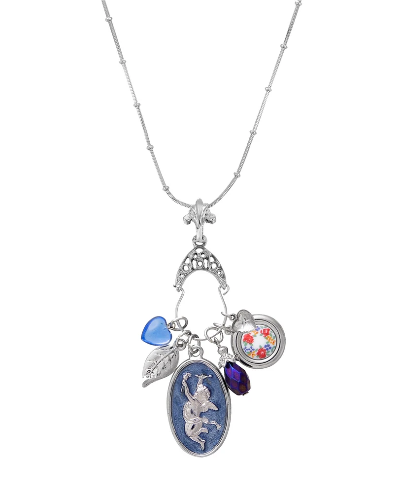 2028 Blue Angel Charm Holder Necklace