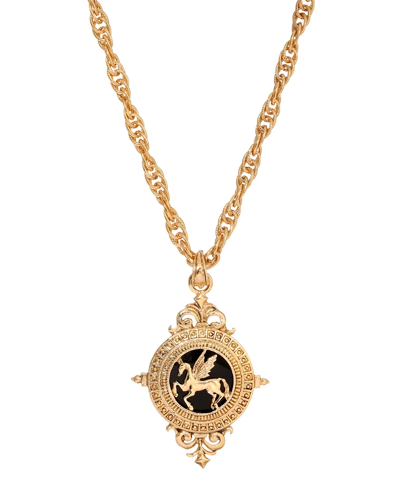 2028 Onyx Pegasus Pendant Necklace