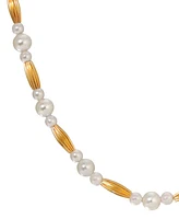 2028 Faux Cultivated Pearl Gold-Tone Bead Strand Necklace