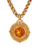 2028 Round Topaz Glass Pendant Necklace