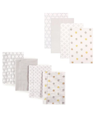 Luvable Friends Unisex Baby Cotton Flannel Burp Cloths and Receiving Blankets, 8-Piece, Owl, One Size