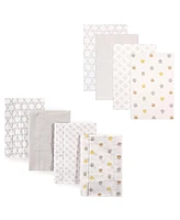 Luvable Friends Unisex Baby Cotton Flannel Burp Cloths and Receiving Blankets, 8-Piece, Owl, One Size