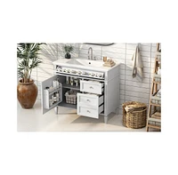 Modern Bathroom Vanity with Top Sink and Storage