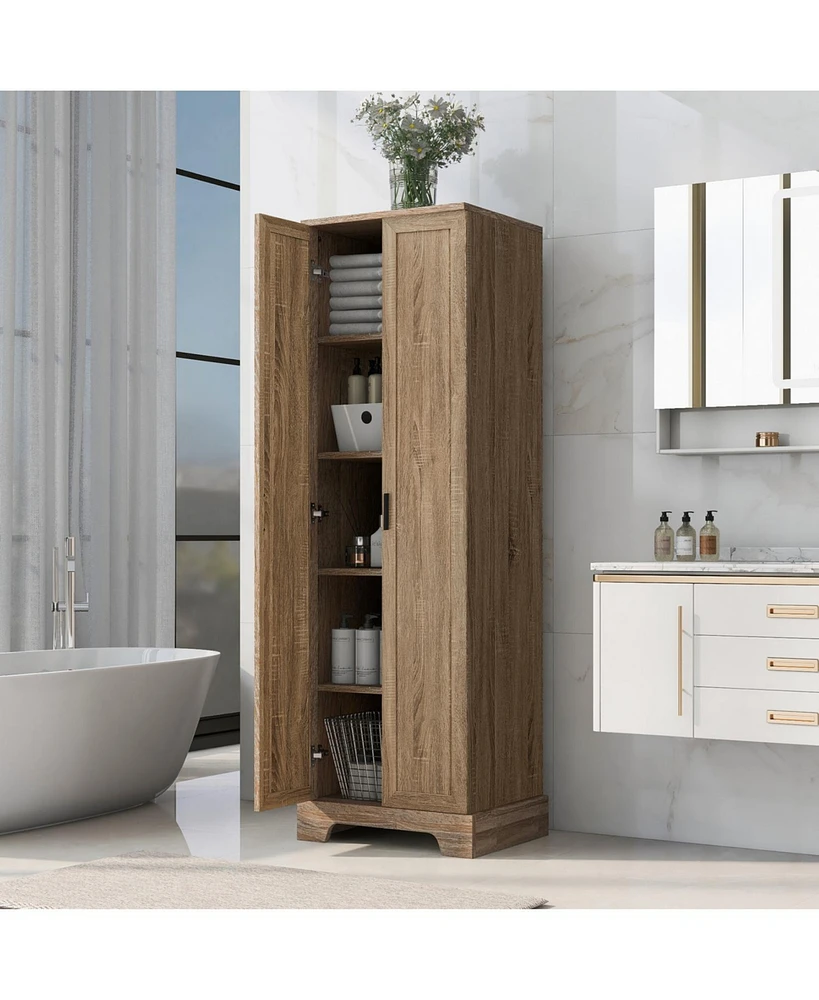 Storage Cabinet with Two Doors for Bathroom, Office, Adjustable Shelf, Mdf Board, Brown